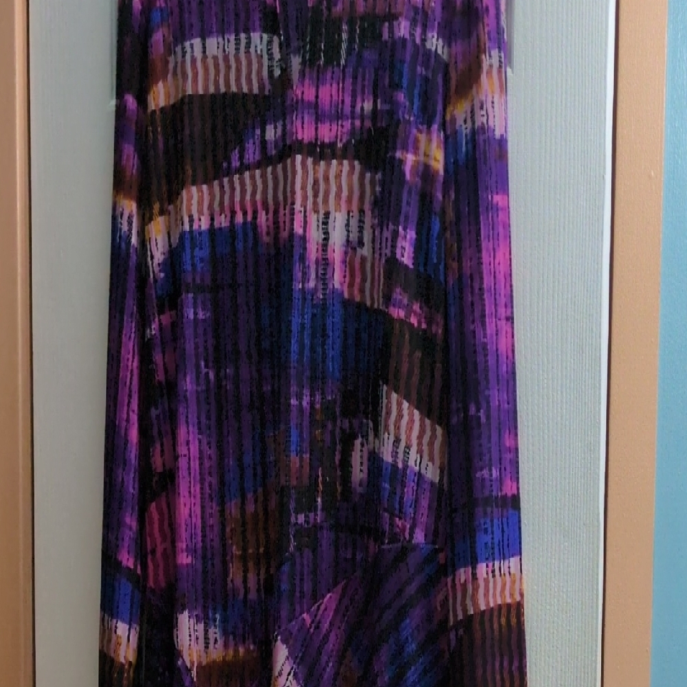 Dana Buchman Keyhole Side Waisted Beautiful Blouse Purple Pink Black Blue XL